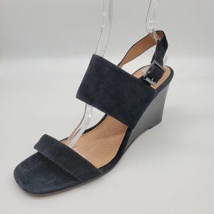 Halogen Size 10 wedge Sandal Black Suede